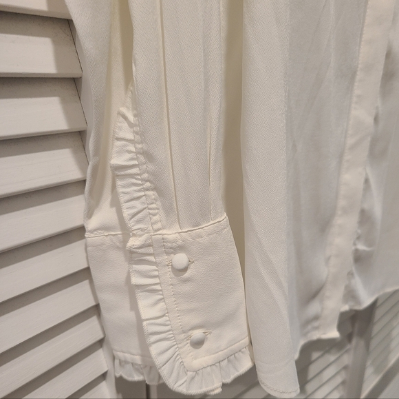 H&M Button Up Ruffled Blouse, Medium - Picture 3 of 10